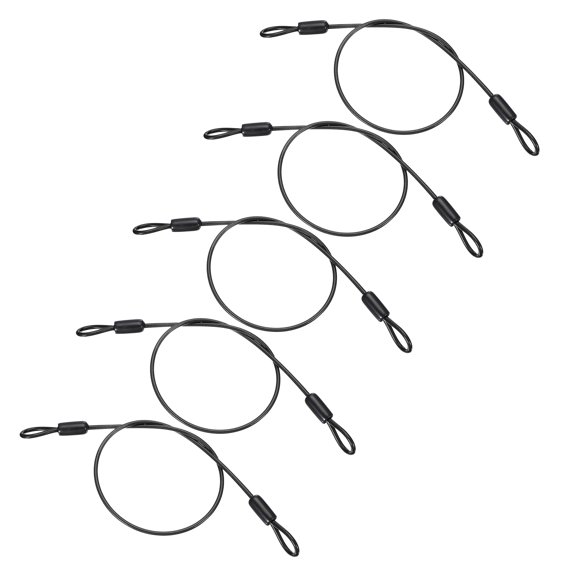 1/8" Dia Vinyl Coated Stainless Steel Cable with Loops, 5 Pcs 2 ft (20") Lock for Outdoor Stage Lighting, Black