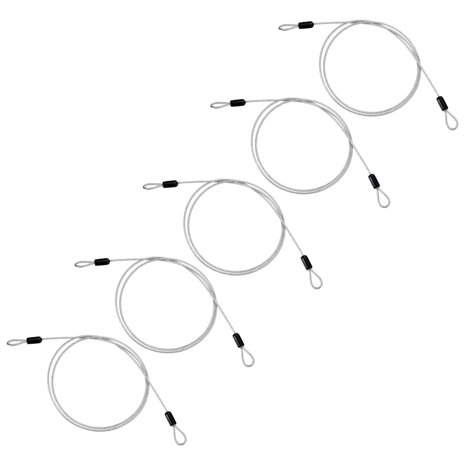 Câble Antivol Vélo En Acier Inoxydable Gainé Vinyle Noir - 3/16" X 4 Pieds (120 Cm) Avec Boucles, Neuf - Marque Uxcell