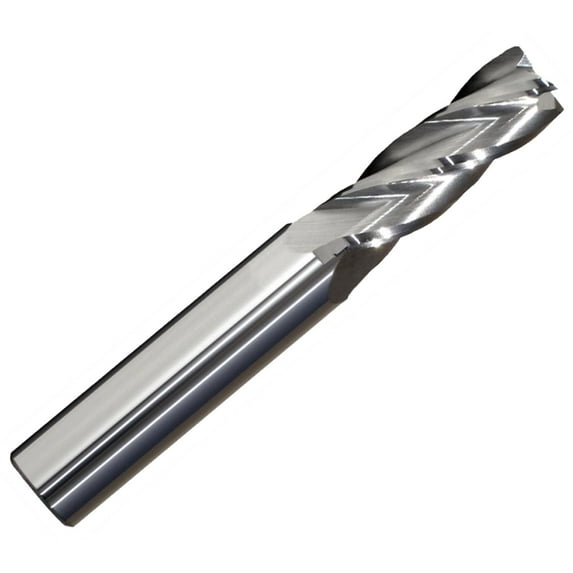 1/8" Diameter 4 Flute Single End Carbide End Mill 30° Helix, Bright .500" Flute Length, 1-1/2"OAL