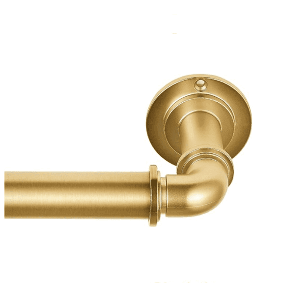 1/8" Diameter Industrial Curtain Rod Set with Steel Wall Mounted Adjustable Curtain Rod, Blocks Light, Fits 72 to 144 Windows, Brushed Gold