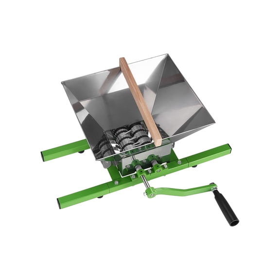 1.8 Gal 7L Stainless Steel Fruit Apple Crusher Manual Grinder Pulper for Wine Cider Grape Pressing with Roller Handle Kitchen Home Green