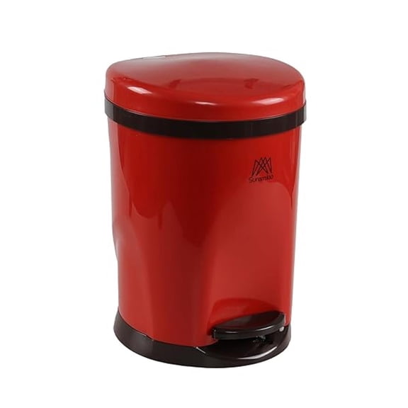 1.8 Gallon Round Bathroom Step Trash Can with Removable Inner Bucket, Small Round Garbage Container Bin, Red