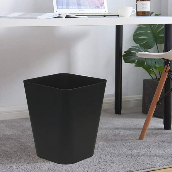1.8 Gallon Small Trash Can, Plastic Bathroom Wastebasket, Heavy Duty Open Garbage Can for Kitchen Office Bathroom (Black/1 Pack) 9.02x11.54"