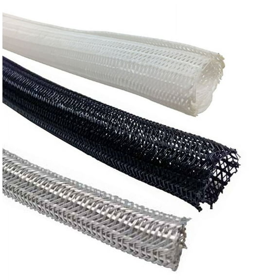 1/8" Hook Self Closing Braided Wrap Sleeving - Length: 10 Feet - Color: Black