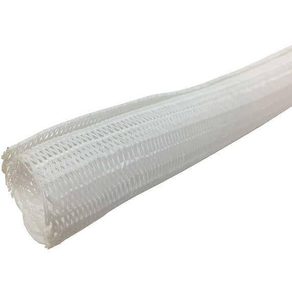 1/8" Hook Self Closing Braided Wrap Sleeving - Length: 10 Feet - Color: White