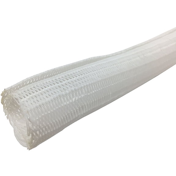 1/8" Hook Self Closing Braided Wrap Sleeving - Length: 100 Feet - Color: White