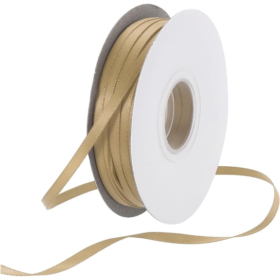 1/8 Inch 50 Yard Satin Ribbon Thick Double Face Grosgrain Silk Ribbon, [for Gift Wrapping, Hair Bows, Wedding, Cake, Flower] - Gold