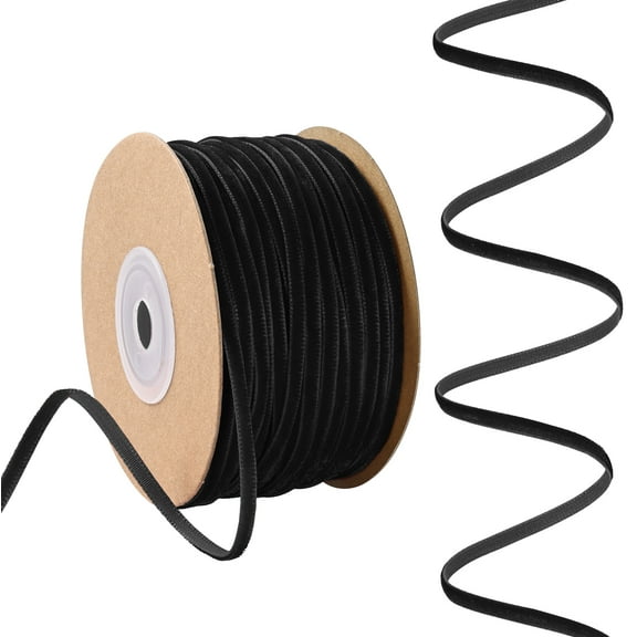 Black Velvet Ribbon 1/8 Inch X 50 Yards Fabric Christmas Ribbon for Gift Wrapping Wreath Decoration Handmade Craft Ornaments Bow Making