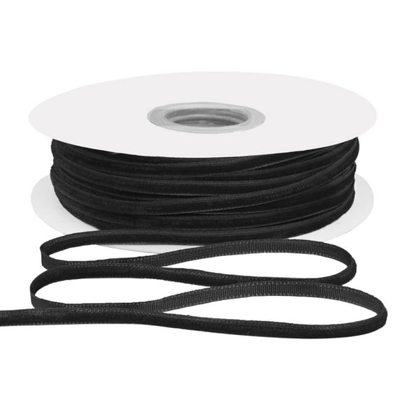 LoomJoyz 1/8 inch Black Velvet Ribbon - 50 Yards Single Face Soft Craft Ribbon for Gift Wrapping, Wedding Decor & DIY Hair Bows