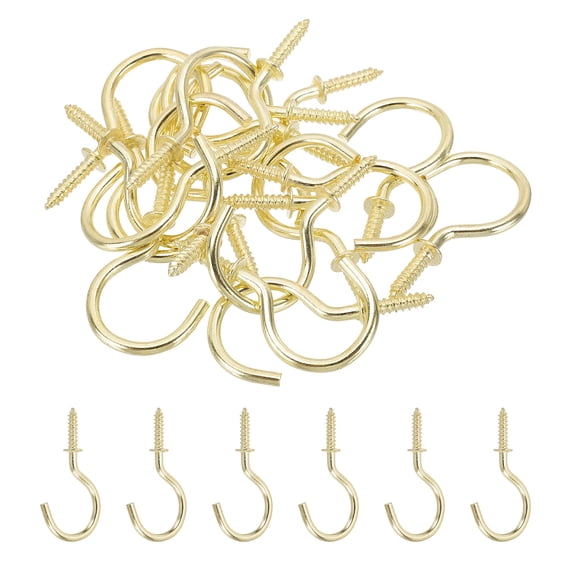 Uxcell Ceiling Hooks for Hanging Plants Copper Plating Metal Screw-in Ceiling Cup Hooks Self-Tapping Screw Eye Bolt 1.8 Inch
