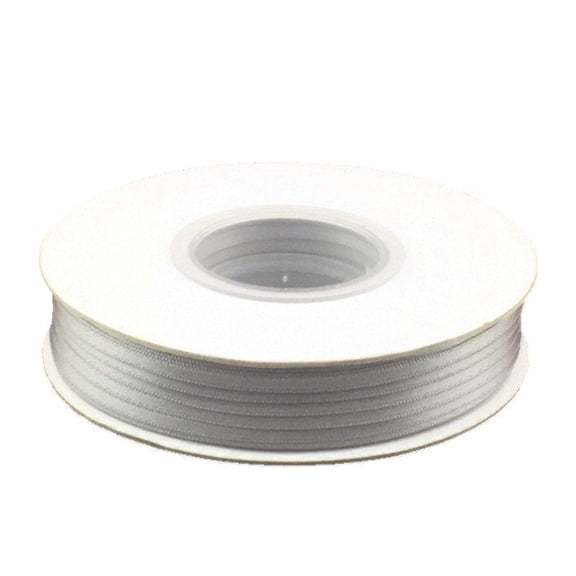 1/8 Inch Double Faced Satin Ribbon - Silver - 100 Yard Spool