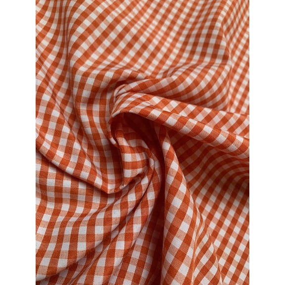 Burlap Fabric 1 8 Inch Gingham Fabric Orange Per Yard 60 Inch Wide