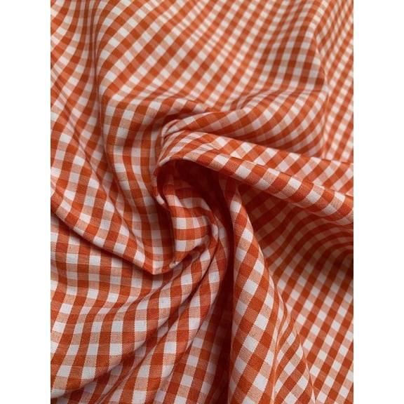 Burlap Fabric 1/8 Inch Check Gingham Fabric, Orange - 60 Inch Wide, By the Yard