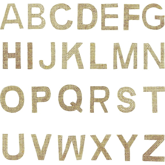 1.8 Inch High Glitter Rhinestone Alphabet Letter Stickers 26 Letters A-Z Self-Adhesive Sticker Iron-on Word Stickers for Cars Arts Crafts Clothing DIY Decoration (Yellow) colorful