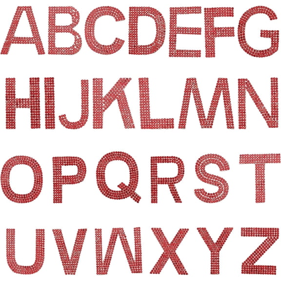 1.8 Inch High Glitter Rhinestone Alphabet Letter Stickers 26 Letters A-Z Self-Adhesive Sticker Iron-on Word Stickers for Cars Arts Crafts Clothing DIY Decoration (Red) DIY