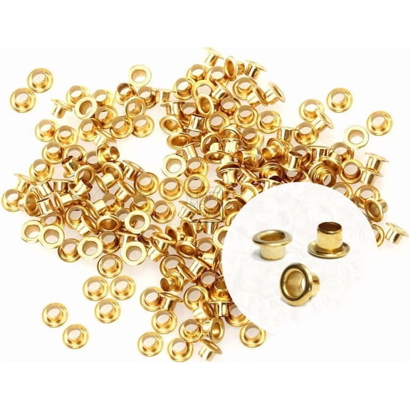 1/8 Inch ID Grommets Eyelets 3MM Hole Self Backing Eyelet for Bead Cores, Clothes, Leather, Canvas 200pcs (Gold)