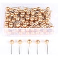 thumbnail image 1 of 1/8 Inch Map Tacks, Push Pins, Plastic Round Head, Steel Point,100-Count,Gold Colors, 1 of 5