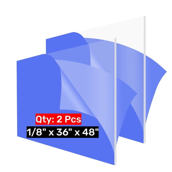 1/8 Inch Thick 24 x 48 Plexiglass Sheets - Set of 2 - Ideal for Signs, Crafts, LED Light Projects, and More