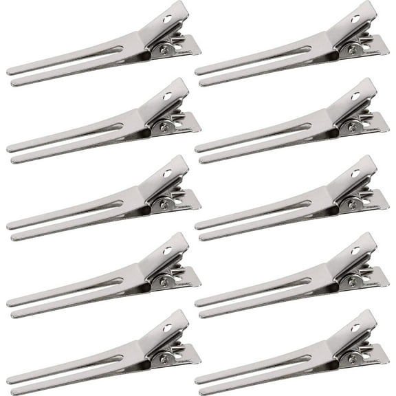 1.8 Inches Hairdressing Double Prong Pin Curl Setting Section Hair Clips Metal Alligator Clips Silver Hairpins for Hair Extensions (50 Packs)