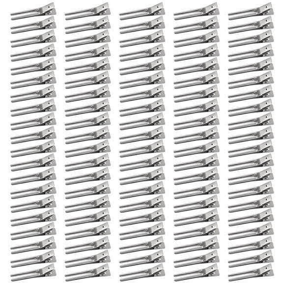 1.8 Inches Profession Hairdressing Double Prong Pin Curl Setting Section Hair Clips Metal Alligator Clips Silver Hairpins for Styling and Haircut (100 Pcs, Silver)