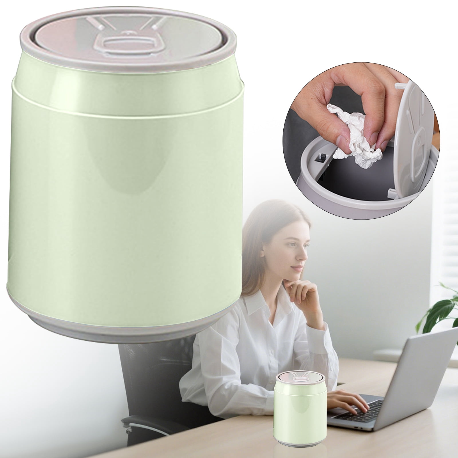 1.8 L Mini Trash Can with Lid, Removable Small Garbage Can, Compact ...
