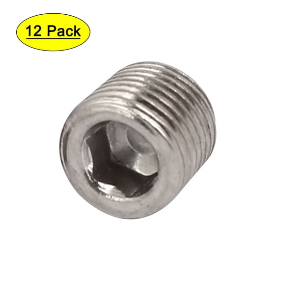 1/8" Male Thread 8mm Height Metal Socket Hex Grub Screw 12pcs