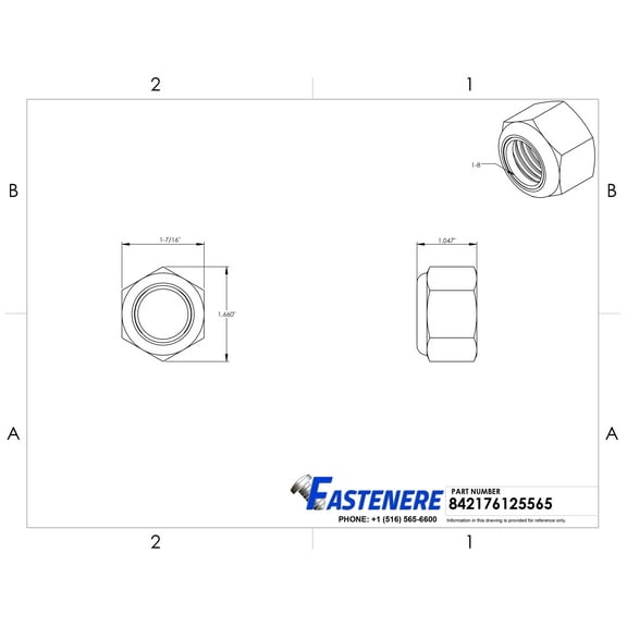 1-8 Nylon Lock Nuts Stainless Steel 18-8 Qty 5