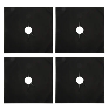 1-8 PCS Stove Protector Cover Gas Stove Protector Burner Cover Foil Stovetop Mat Pad Clean Liner for Kitchen Cookware Reusable (Black 4PCS)
