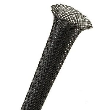 Electriduct PET Expandable Braided Sleeving, 10 ft, Polyethylene Terephthalate, Black, 1.6 oz