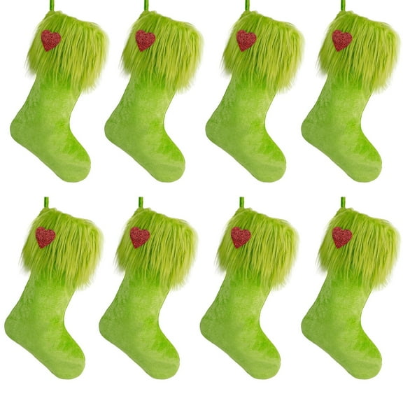 1/8 Packs Christmas Stockings,18 Inches Large Cable Knitted Stocking Personalized Xmas Hanging Stocking Decorations for Holiday Christmas Party Family Decor ( Green)