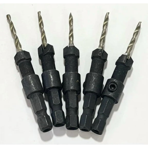 1/8" Pilot Hole Drill Bit 1/4" Quick Change Hex Shank 5 Pack