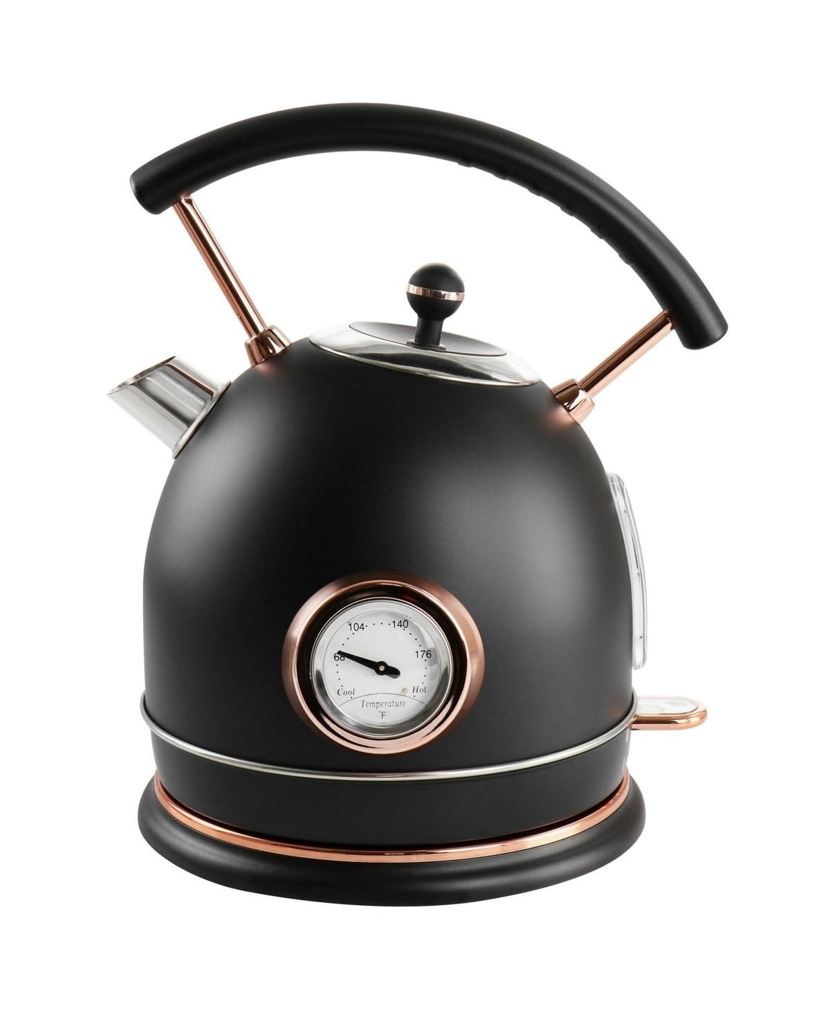 1.8 Quart Half Circle Electric Kettle with Thermostat, White with Rose Gold finish