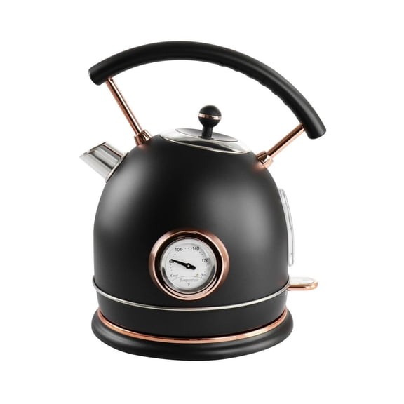 1.8 Quart Half Circle Electric Kettle with Thermostat, White with Rose Gold finish