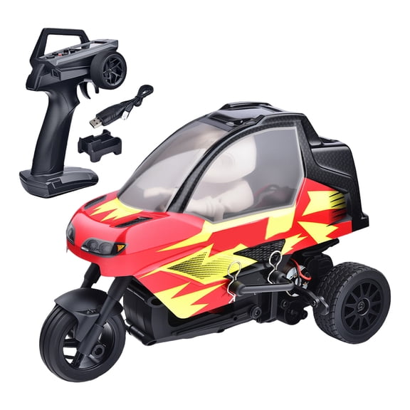 1/8 RC RC Tricycle 2.4G 3WD High Speed 3-Wheel RC Vehicle with Adjustable LED Lights, RTR Drift Adult Vehicles Collection Model(Red)