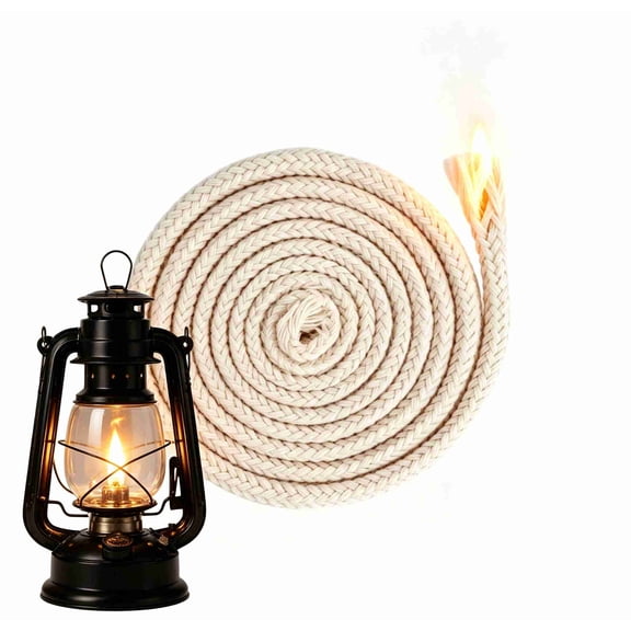 1/8" Round Cotton Kerosene Oil Lamp Wicks Burner, Alcohol Wick Rope Cotton Wick ,Candle Lamp Burner Replacement, 32.8ft/10m Length