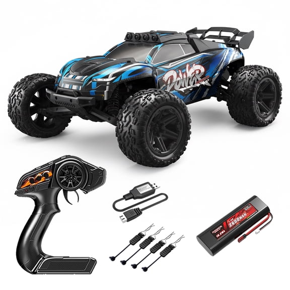 1:8 Scale RC Car 50KM/H High Speed Remote Control Truck, 2WD Off Road Racing Vehicle with RC550 Brushed Motor, 7.4V 2600mAh Rechargeable Battery, Full Proportional 2.4GHz Control, LED Headlights