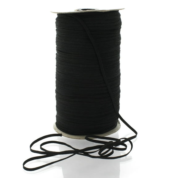 1/8" Skinny Elastic Ribbon Black 5 Yard