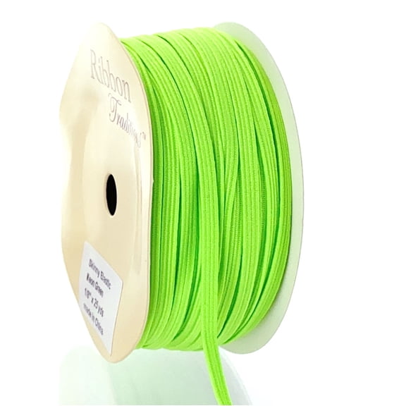 1/8" Skinny Elastic Ribbon Neon Green 5 Yard
