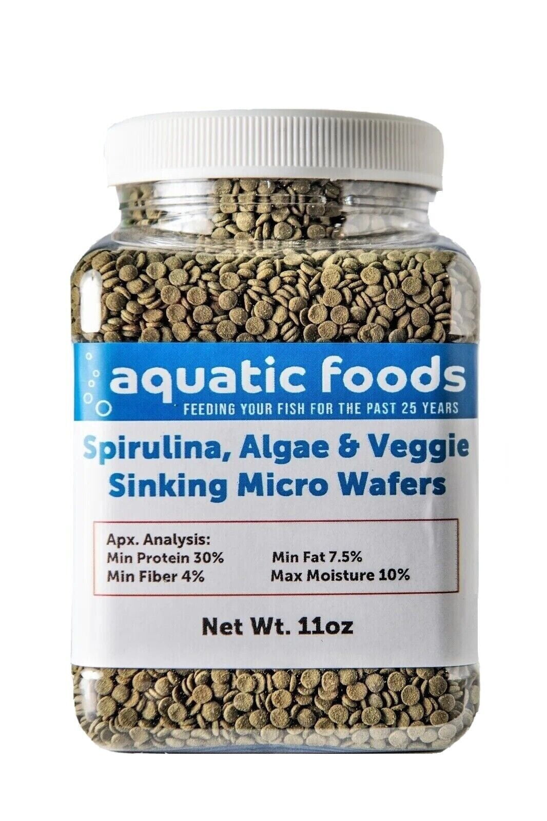 1/8" Spirulina, Algae & Veggies, Sinking Micro Wafers for Bottom Fish, Shrimp, Crabs, Crayfish, All Tropical Fish11oz Small Jar
