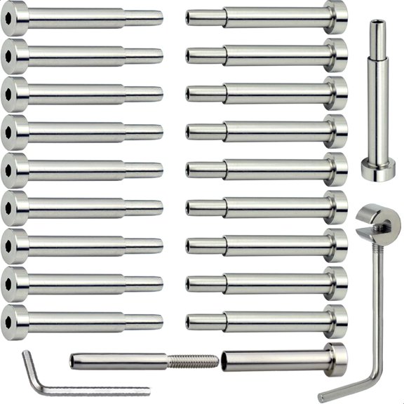1/8” Steel Cable Railing Hardware Kit Hidden Stud Tensioner 20 Pcs | for 1/8" Stainless Steel Cable Railing System, for Metal Post
