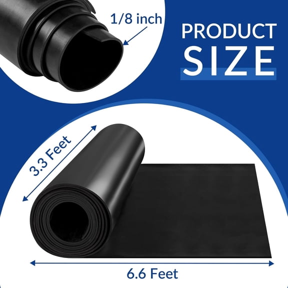 1/8" Thick 80" x 40" Heavy Duty Solid Rubber Sheet, High Temp Silicone Rubber Roll, Waterproof SBR Mat for  Pads, Cushioning, Flooring - Black