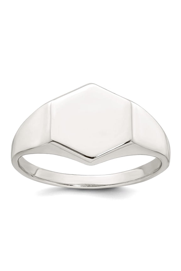 1.8 To 7.4 (tapered)mm 925 Sterling Silver Polished Hexagon Mens Signet Ring Size 9 Ring for Men