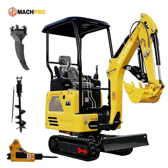 MachPro R327 Mini Excavator 1.8 Ton Compact Excavator with Genuine Kubota D722 Diesel Engine With Side-Swing Boom (Accessory: RIPPER-1T-ZX + AUGER-1T-100-30+BH-1T)