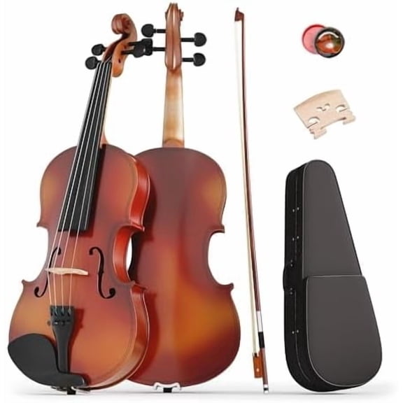 1/8 Violin for Kids Age 4-5, Beginner Violin 1/8, Acoustic Violins with Hard Case, Bow, Rosin, Bridge (Natural)$$Music