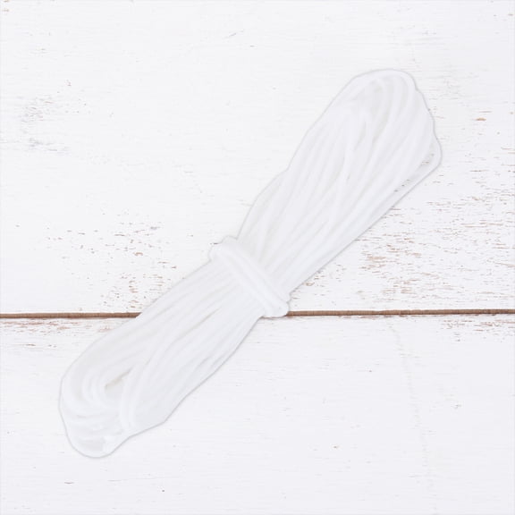 1/8" White Round Elastic Cord by Threadart - For Sewing and Crafts - 1/8" wide 10 Yard Length - DIY Elastic for Crafts, and Sewing - Strong Stretchy Durable Elastic