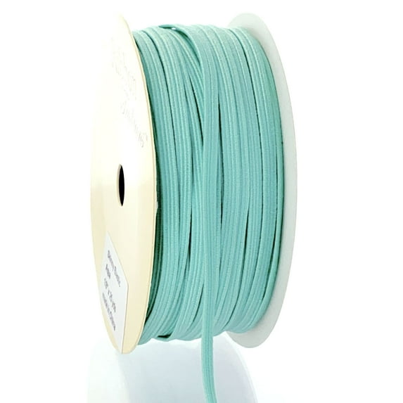 1/8" Width Skinny Elastic Band - Braided Cord - Aqua 25 Yards - USA Warehouse