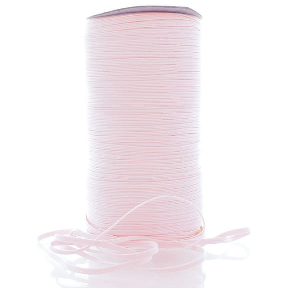 1/8" Width Skinny Elastic Band - Braided Cord - Light Pink 200 Yards - USA Warehouse