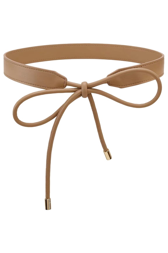 1.8 Yards Women Fashion PU Leather Tie Knot Skinny Belt Waistband String Boho Knotted Thin Dress Waist Rope Belt Decoration Accessoties for Women Dresses Coat Sweater (Khaki) DIY