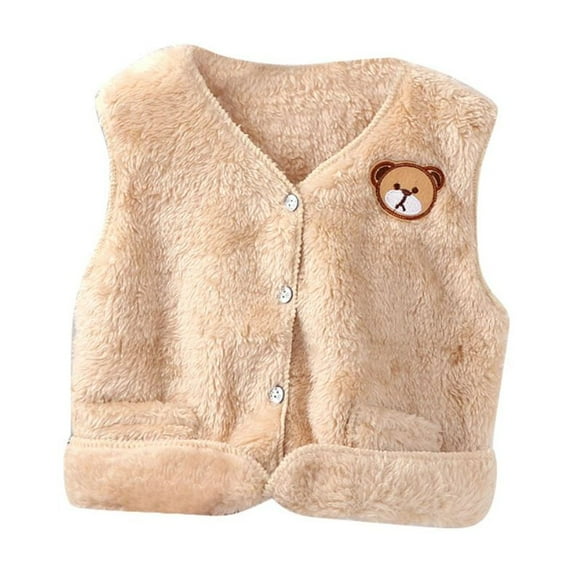 1-8 Years Toddler Boys Girls Vest Coral Velvet Waistcoat Sleeveless Jacket Warm Vest Top