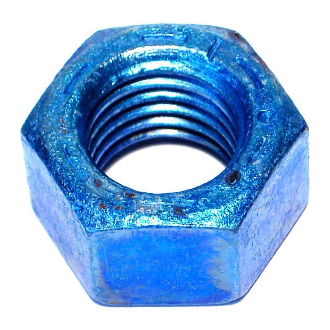 1"-8 Zinc Plated Grade 8 Steel Blue Rinsed Coarse Thread Hex Nuts (19 pcs.)